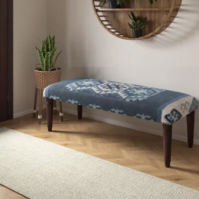 Ashley Lr Home Boasts Bench In Blue/ivory