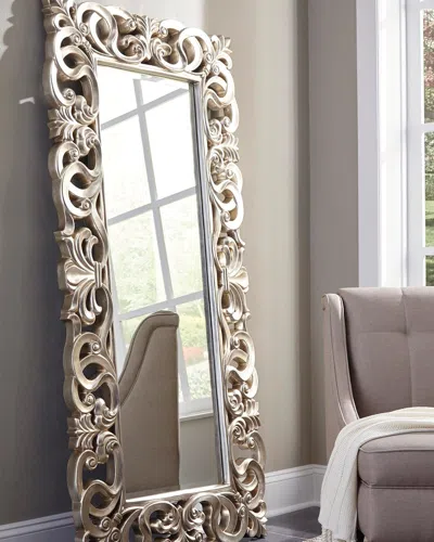 Ashley Lucia Polyresin Floor Mirror In Antique Silver Finish
