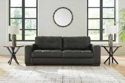 Ashley Luigi Leather Sofa Leather In Thunder