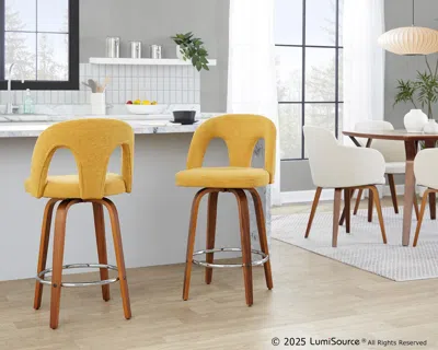 Ashley Lumisource Ava Counter Height Bar Stool (set Of 2) In Yellow