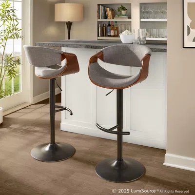 Ashley Lumisource Curvo Adjustable Barstool (set Of 2) In Gray