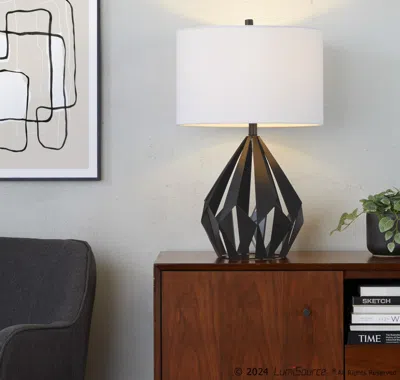 Ashley Lumisource Geome Table Lamp (set Of 2) In White/black