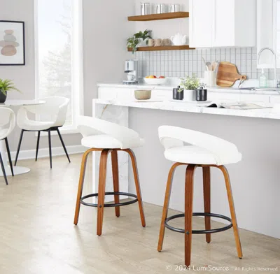 Ashley Lumisource Grotto Counter Height Bar Stool (set Of 2) In White