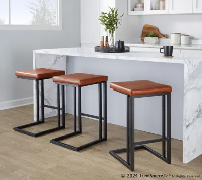 Ashley Lumisource Roman Counter Height Bar Stool (set Of 2) In Camel