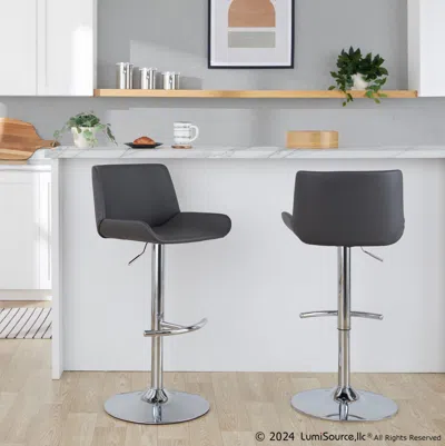 Ashley Lumisource Santi Bar Height Swivel Stool (set Of 2) In Gray