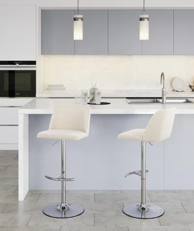 Ashley Lumisource Toriano Adjustable Barstool (set Of 2) In Cream/chrome