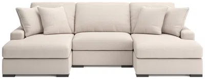Ashley Luxe Calden Boucle 3-piece Modular Sectional With Double Chaise In Oyster