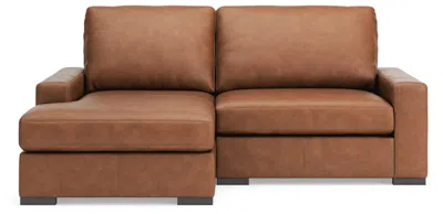 Ashley Luxe Calden Leather 2-piece Modular Sectional With Chaise In Caramel