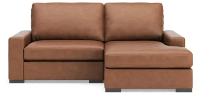 Ashley Luxe Calden Leather 2-piece Modular Sectional With Chaise In Caramel