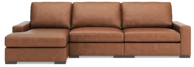Ashley Luxe Calden Leather 3-piece Modular Sectional With Chaise In Caramel