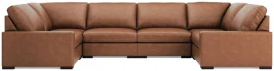 Ashley Luxe Calden Leather 6-piece Modular U-shaped Sectional In Caramel