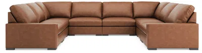 Ashley Luxe Calden Leather 8-piece Modular U-shaped Sectional In Caramel