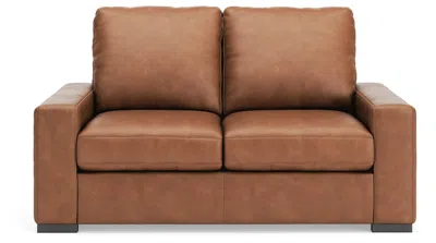 Ashley Luxe Calden Leather Loveseat Leather In Caramel