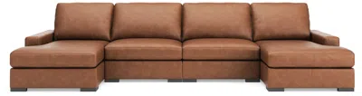 Ashley Luxe Calden Leather Modular 4-piece U-chaise Sectional In Caramel