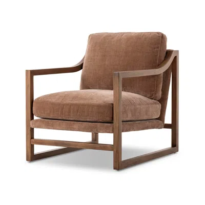 Ashley Luxe Chenille Accent Arm Chair In Brown