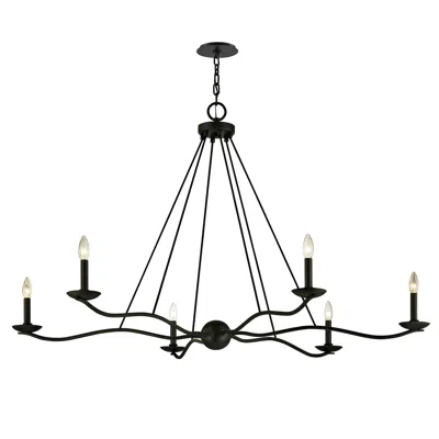 Ashley Luxe Curved Candle Chandelier In Iron