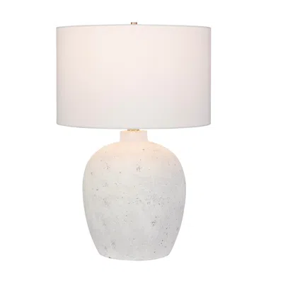 Ashley Luxe Distressed Porcelain Urn Table Lamp In White
