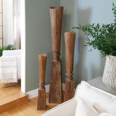 Ashley Luxe Hand-crafted Solid Wood Balance Sculpture In Brown
