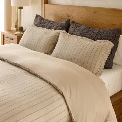 Ashley Luxe King Belgian Linen Duvet Cover & Sham Set In Beige