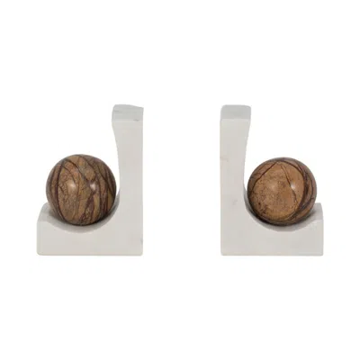 Ashley Luxe Marble Bookends (set Of 2) In Natural