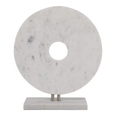Ashley Luxe Marble Disc Sculpture In White