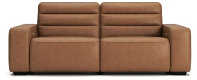Ashley Luxe Modero 2-piece Reclining Leather Modular Loveseat In Toffee