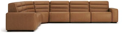 Ashley Luxe Modero 6-piece Reclining Leather L-shaped Modular Sectional In Toffee