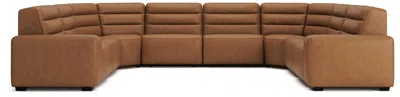 Ashley Luxe Modero 8-piece Reclining Leather U-shaped Modular Sectional With 2 Seats In Toffee