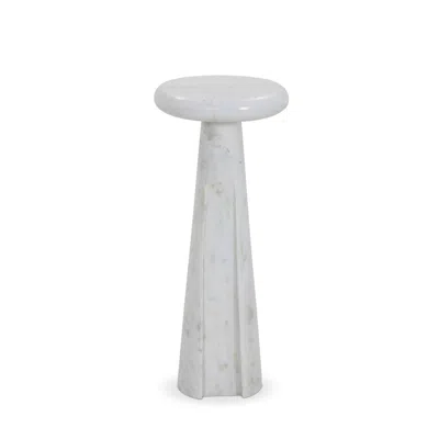 Ashley Luxe Natural Marble Tapered Accent Table In White Marble