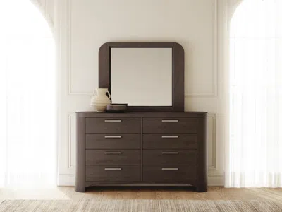 Ashley Luxe Neo 8 Drawer Dresser And Mirror In Rich Brown