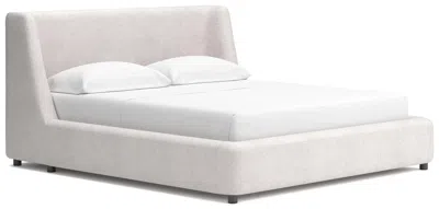 Ashley Luxe Neo California Upholstered Boucle Wingback Bed In White/gray