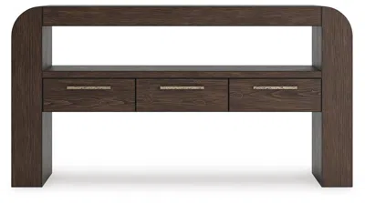 Ashley Luxe Neo Curved Console Table In Rich Brown