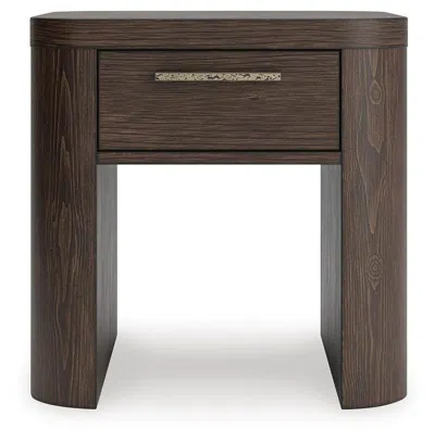 Ashley Luxe Neo Curved Square End Table In Rich Brown