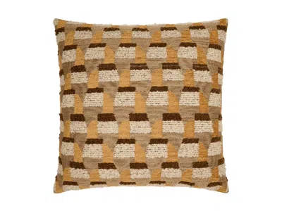 Ashley Luxe Nubby Block Pattern Throw Pillow In Honey