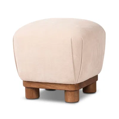 Ashley Luxe Plush Upholstered Parawood Ottoman In Cream