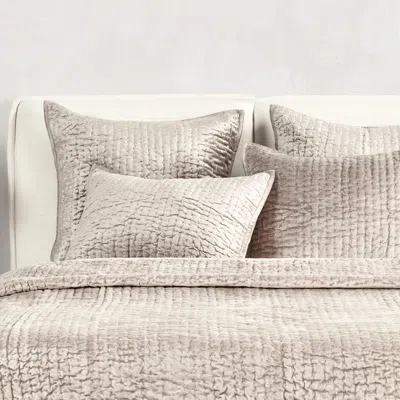 Ashley Luxe Quilted Velvet Oversized Throw In Beige