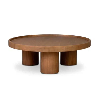Ashley Luxe Sculpted Natural Wood Coffee Table In Light Brown