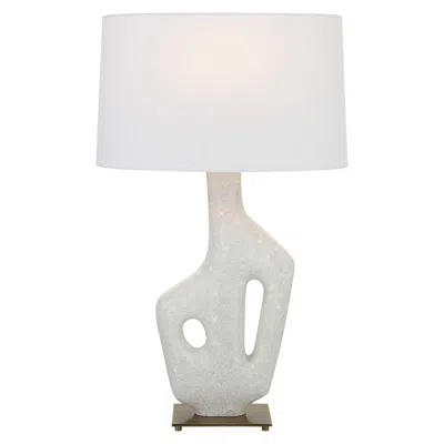Ashley Luxe Sculptural Rock Table Lamp In Brass Finish/white
