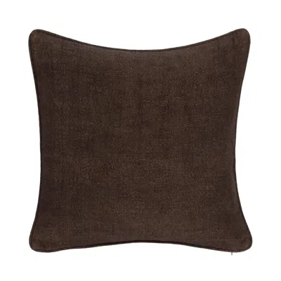 Ashley Luxe Stonewashed Linen Throw Pillow In Chocolate
