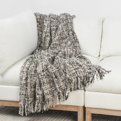 Ashley Luxe Tassel Throw Blanket In Black