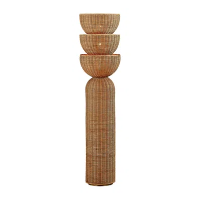 Ashley Luxe Woven Totem Floor Lamp In Brass