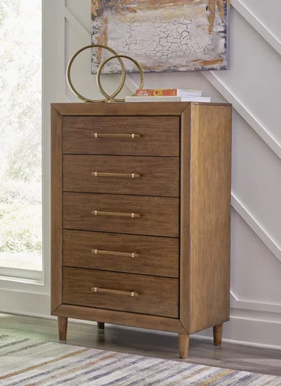 Ashley Lyncott 5 Drawer Chest Of Drawers In Brown