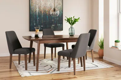 Ashley Lyncott Dining Table And 4 Chairs In Charcoal/brown