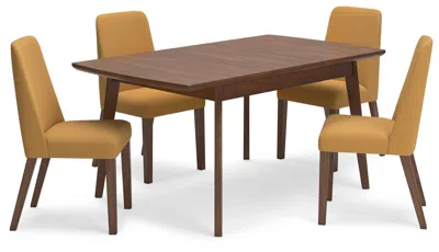 Ashley Lyncott Dining Table And 4 Chairs In Mustard/brown