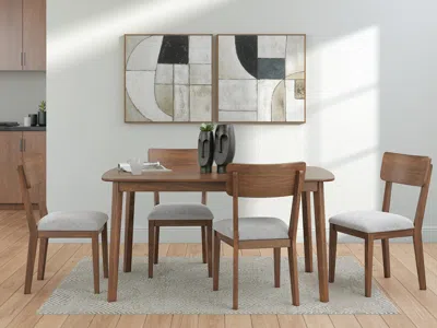 Ashley Lyncott Dining Table And 4 Chairs (set Of 5) In Brown