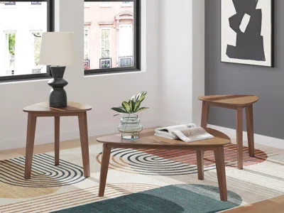 Ashley Lyncott Table (set Of 3) In Brown