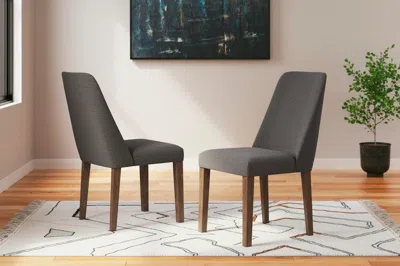 Ashley Lyncott Upholstered Dining Chair In Charcoal/brown