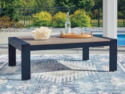 Ashley Mabry Shores Outdoor Coffee Table In Navy Blue/driftwood