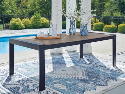 Ashley Mabry Shores Outdoor Dining Table In Navy Blue/driftwood