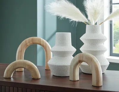 Ashley Maddwarth Accessory Set (set Of 5) In White/natural Brown